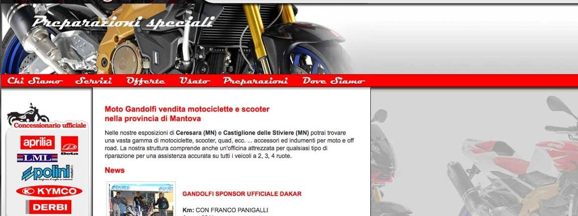 Moto Gandolfi, Realizzazione sito web Negozio vendita Motociclette