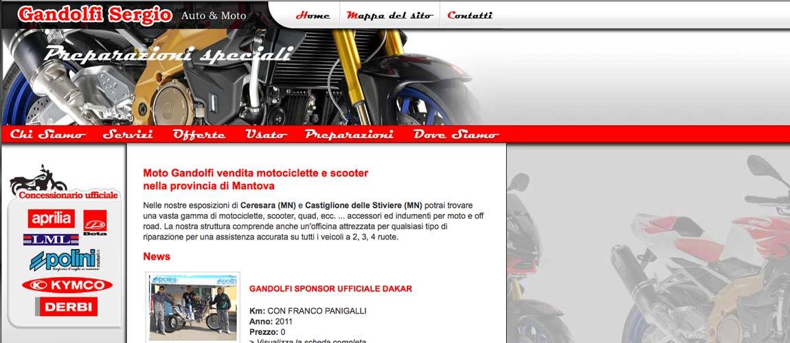 Moto Gandolfi, Realizzazione sito web Negozio vendita Motociclette